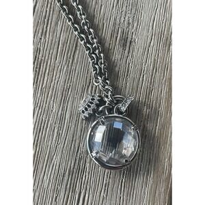 Juicy Couture charm necklace w/ large clear stone & small silver crown